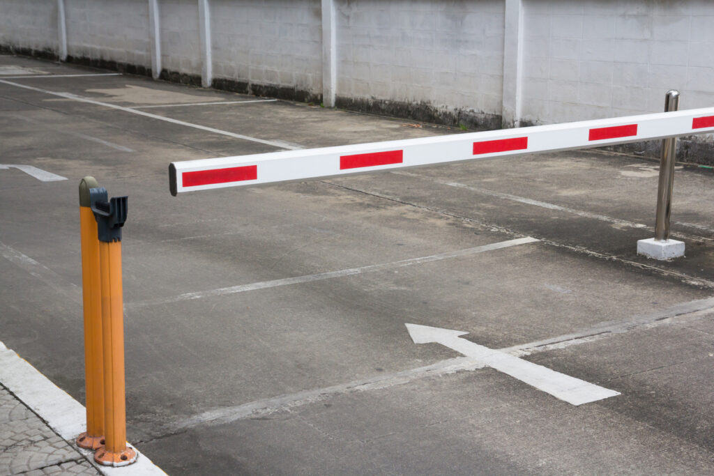 security barrier system at the gate of car park